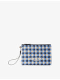Jimmy Choo gingham raffia zipped pouch, imported from the UK