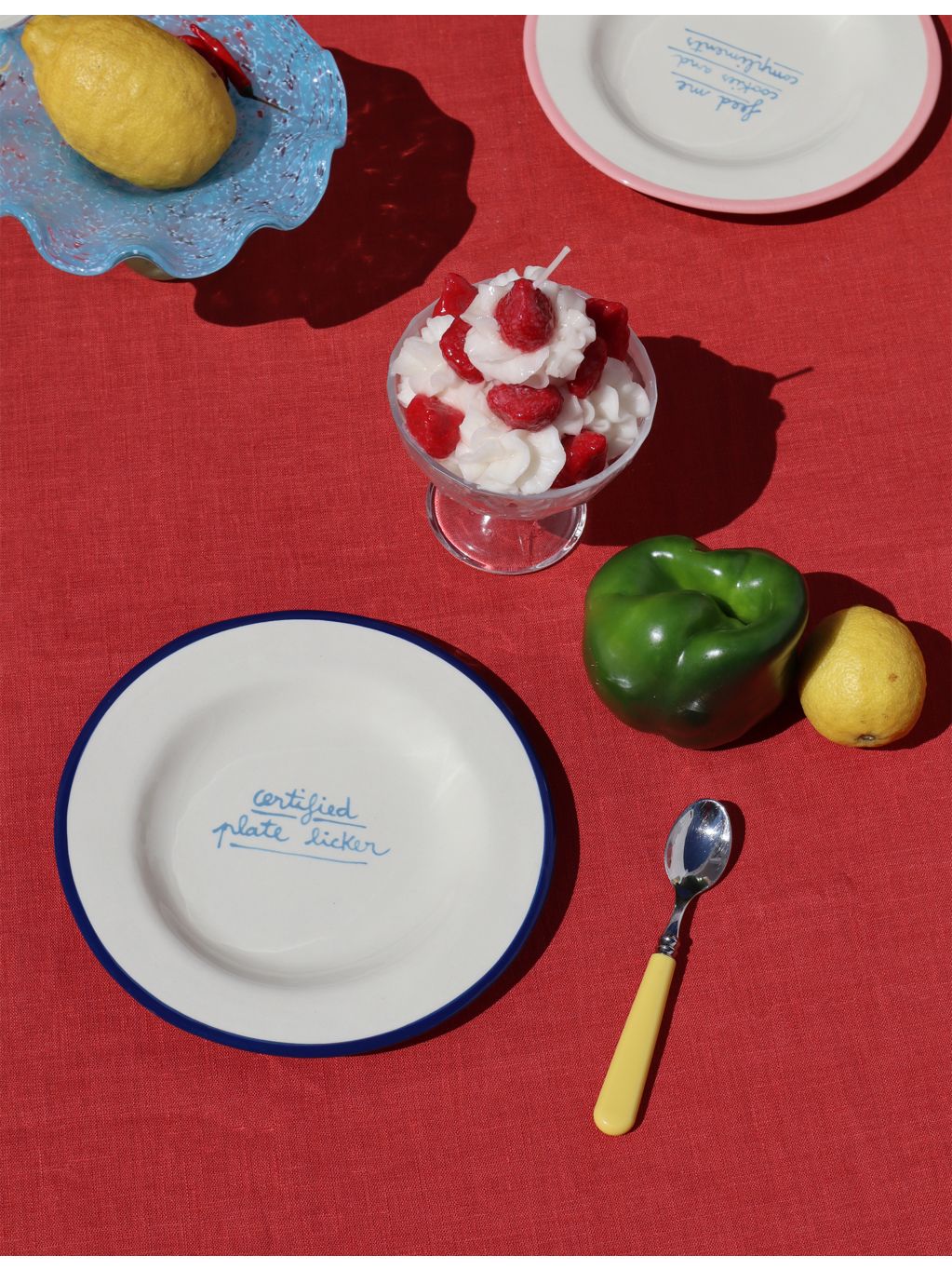 Laetitia Rouget ceramic dessert plate 20cm with Plate Licker design, UK version