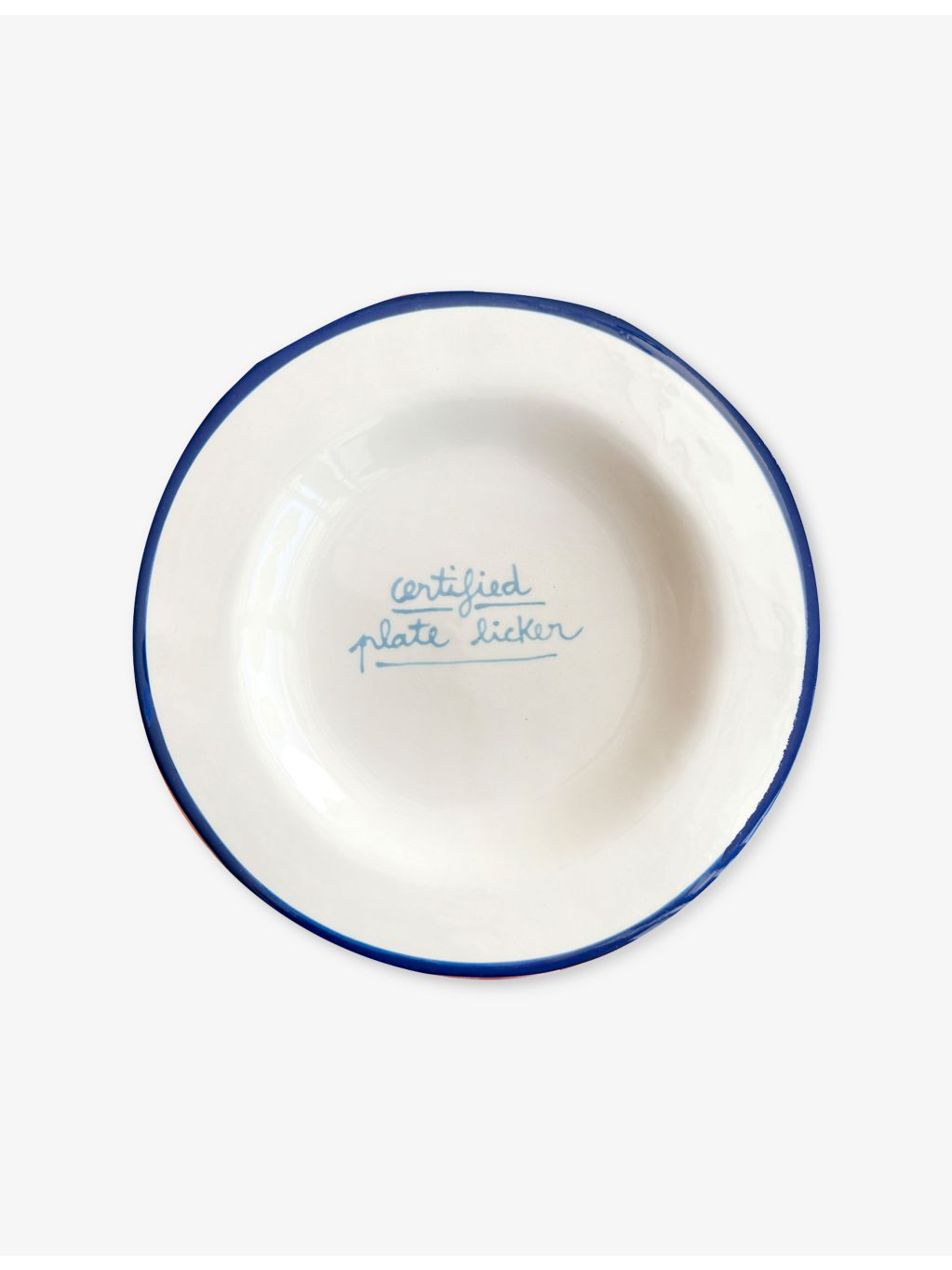 Laetitia Rouget ceramic dessert plate 20cm with Plate Licker design, UK version
