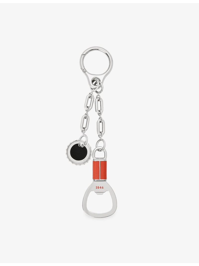 Loewe stainless-steel bottle opener charm with leather accents - British product