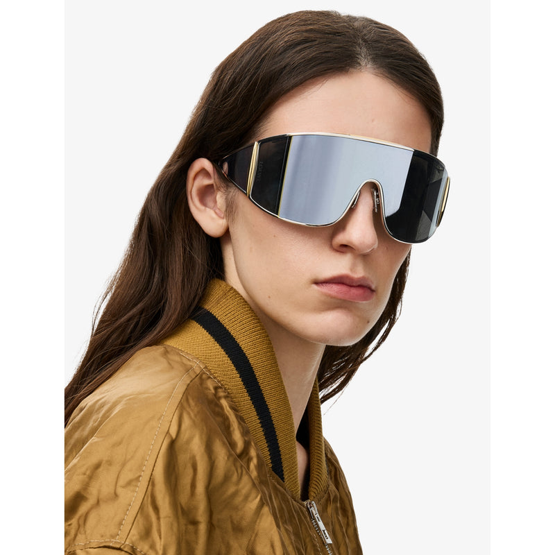 Loewe shield-frame metal sunglasses, UK version