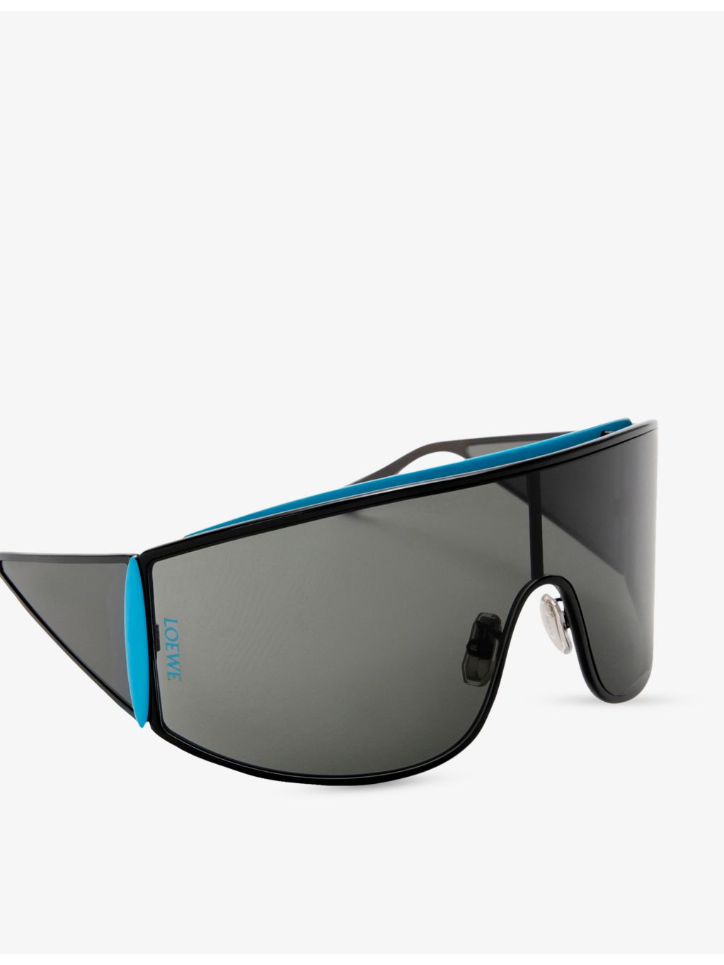 Loewe shield-frame metal sunglasses with logo sides, UK version