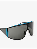 Loewe shield-frame metal sunglasses with logo sides, UK version