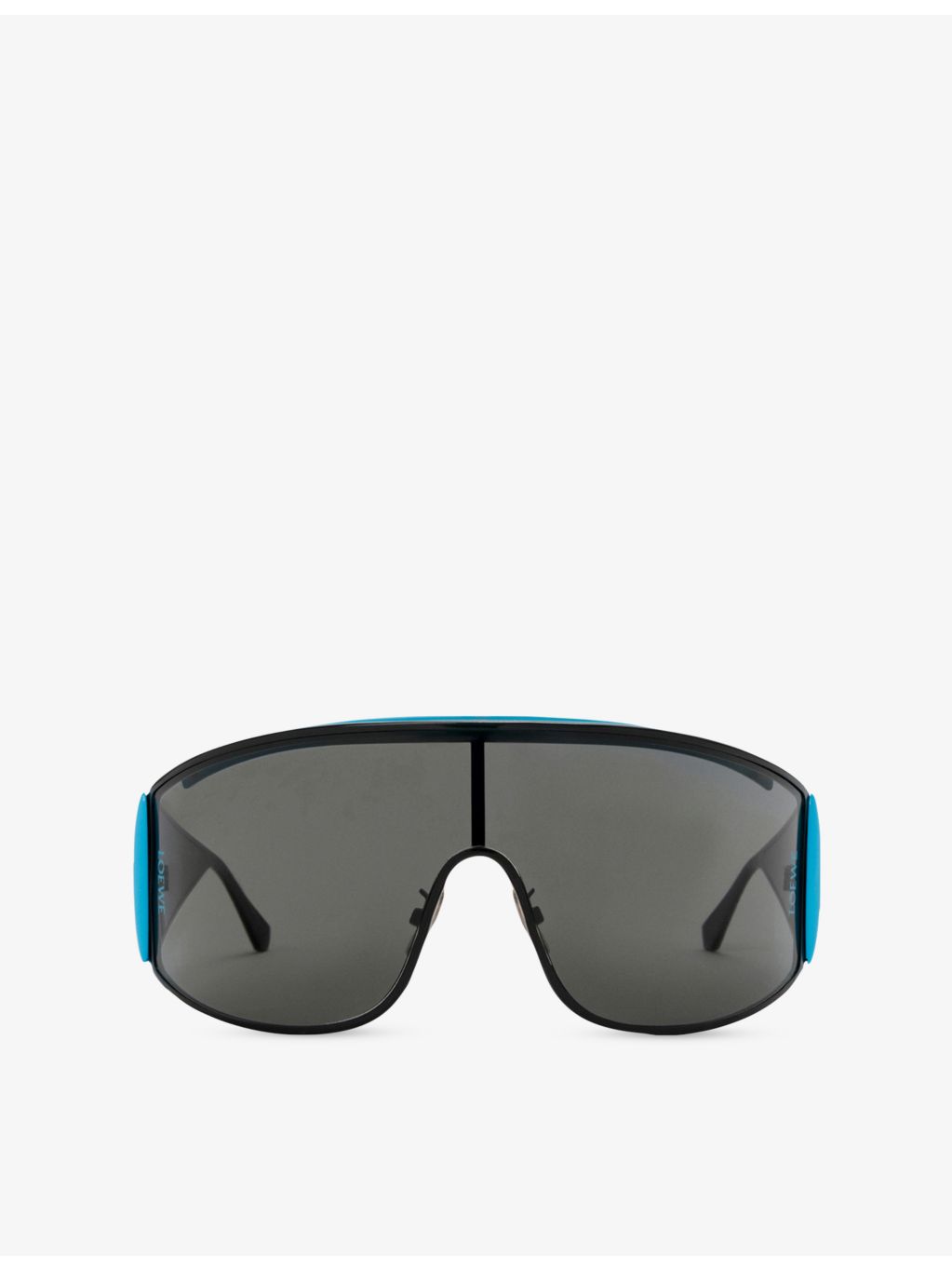 Loewe shield-frame metal sunglasses with logo sides, UK version