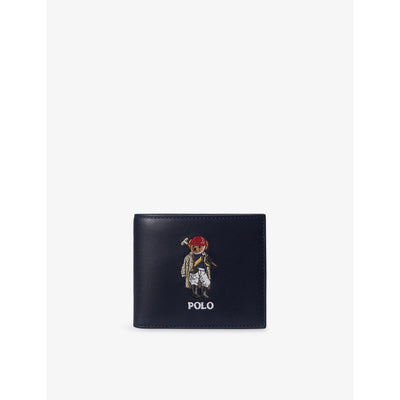selfridges Polo Ralph Lauren Bear-Embroidered Leather Billfold Wallet- Buy online at McGrocer