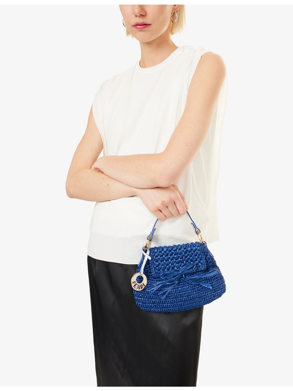 Fendi raffia handbag pre-loved compact size, imported from the UK