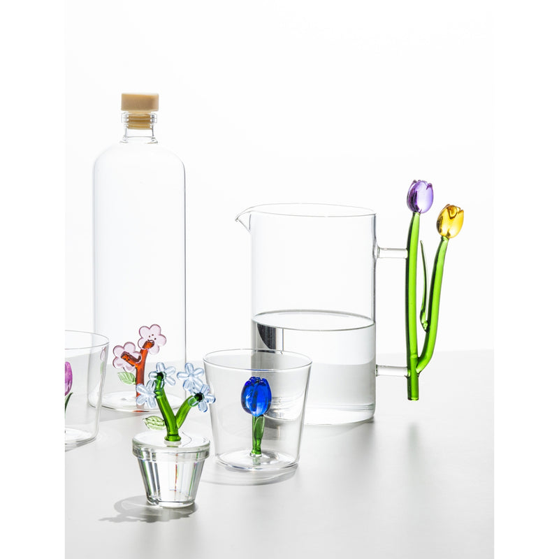 Ichendorf Botanica glass jug with tulip handle 18cm, imported from the UK