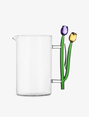 Ichendorf Botanica glass jug with tulip handle 18cm, imported from the UK