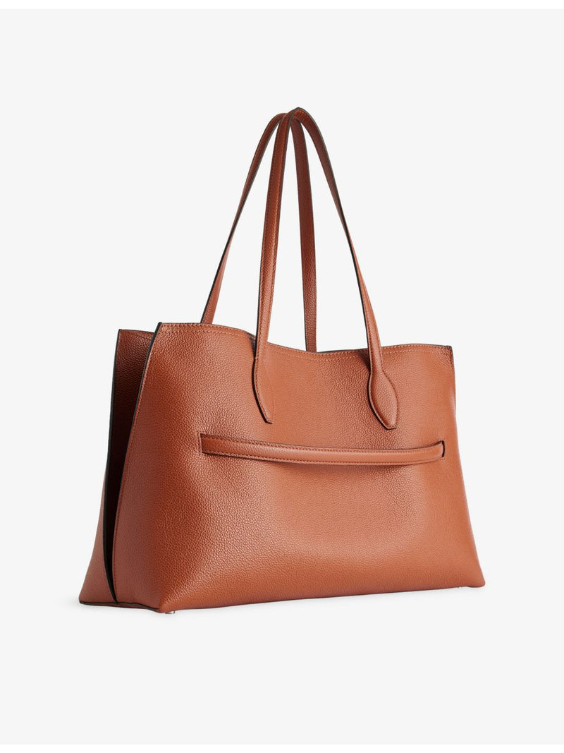 Totême belted leather tote bag with handles, imported from the UK