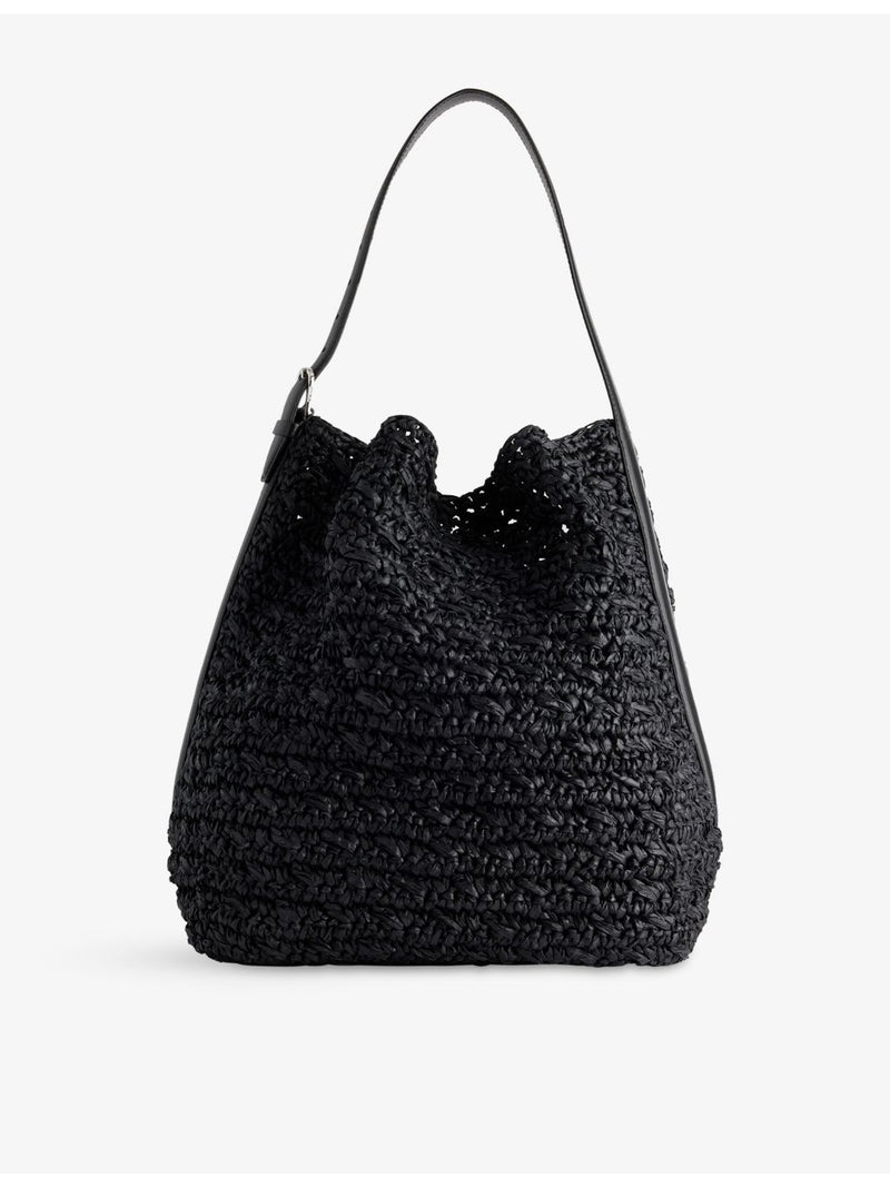 Toteme belted raffia tote bag with shoulder strap, UK version