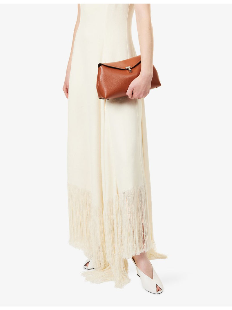 TOTEME T-Lock flap leather clutch made in Italy - British product