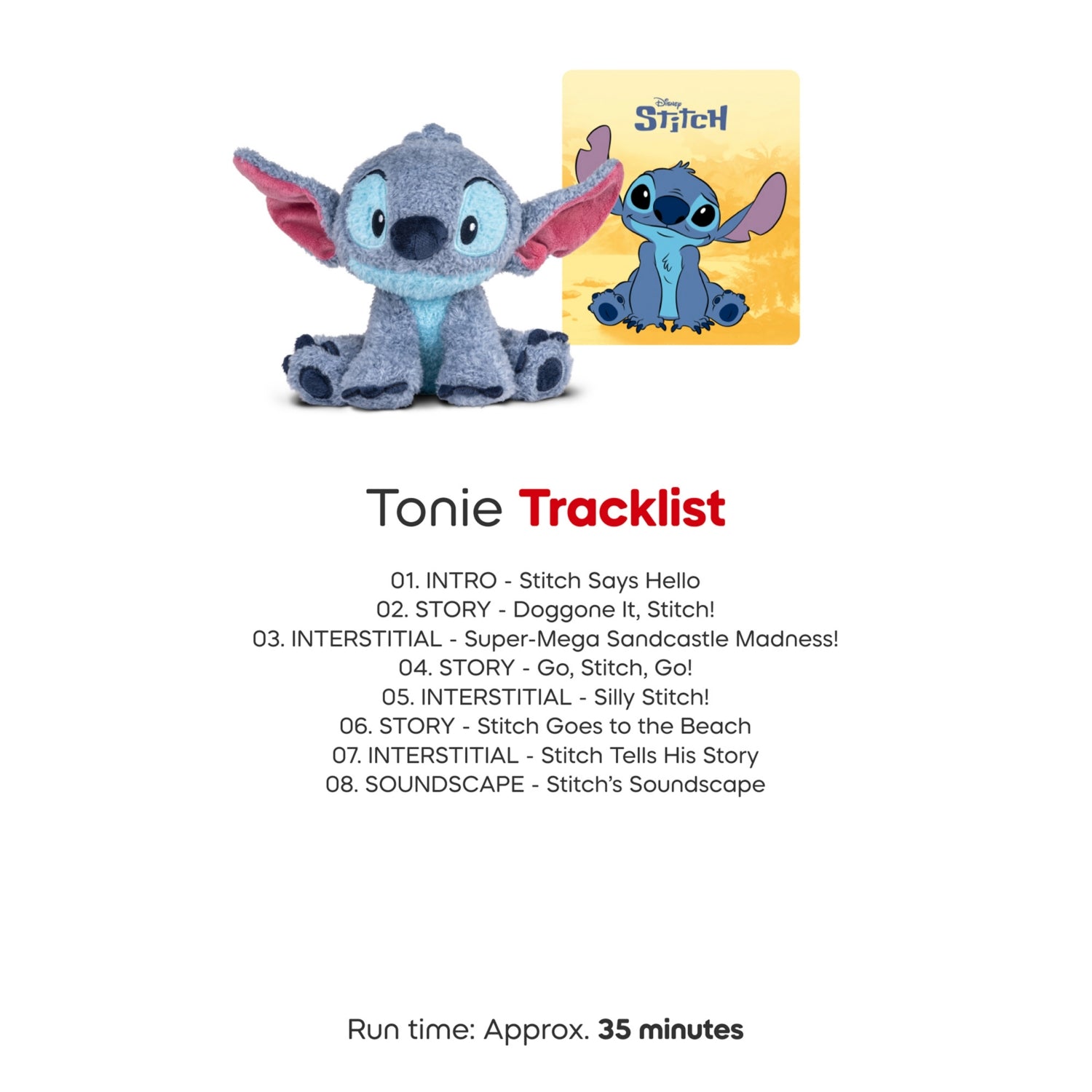 tonies Stitch Cuddle audio toy, imported from the UK