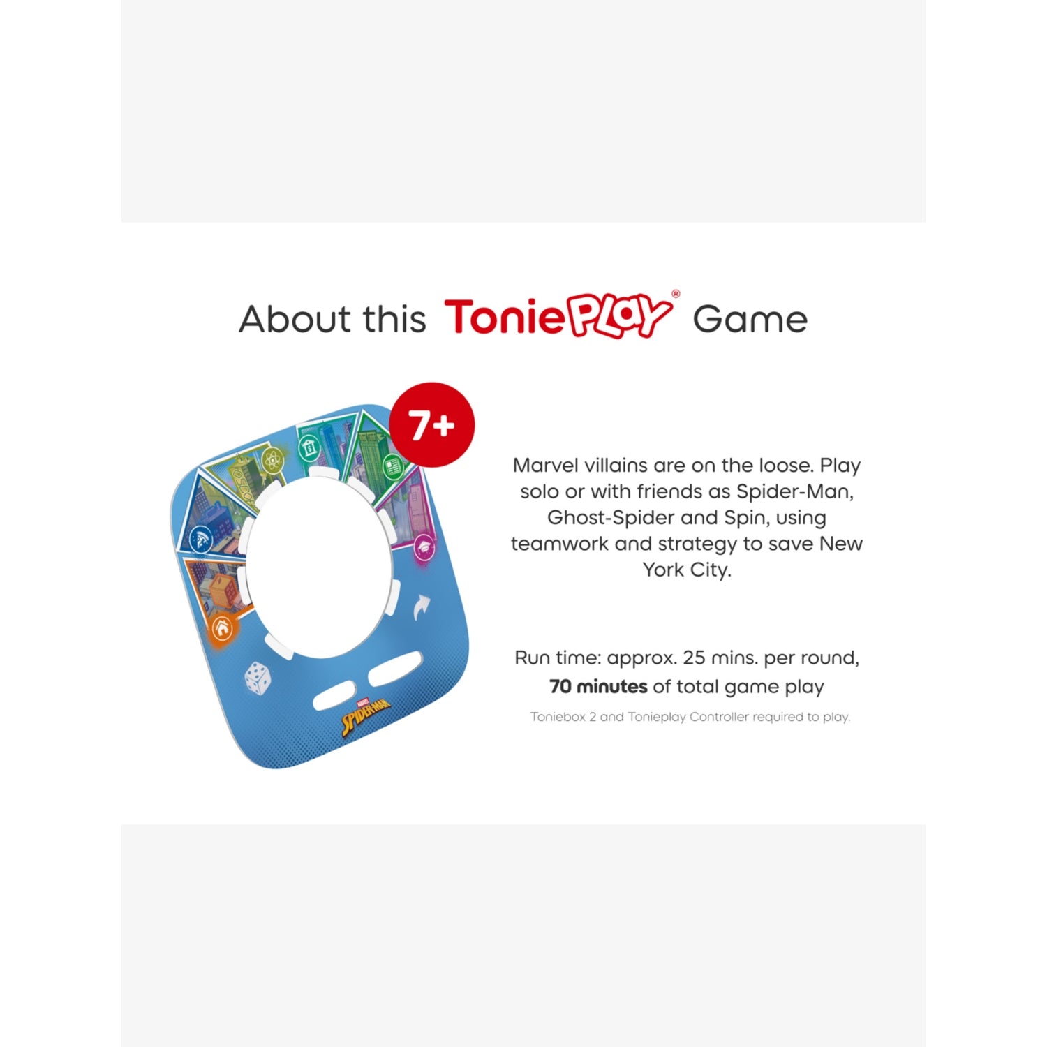 Tonies Spider-Man Neighbourhood Hero Game, imported from the UK