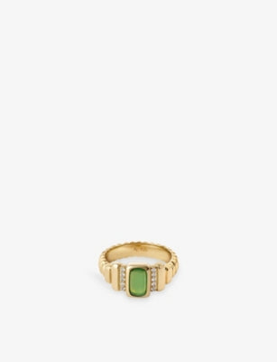 Astley Clarke Aurora Ridge 18ct Yellow-Gold Plated Sterling-Silver and Chalcedony Ring