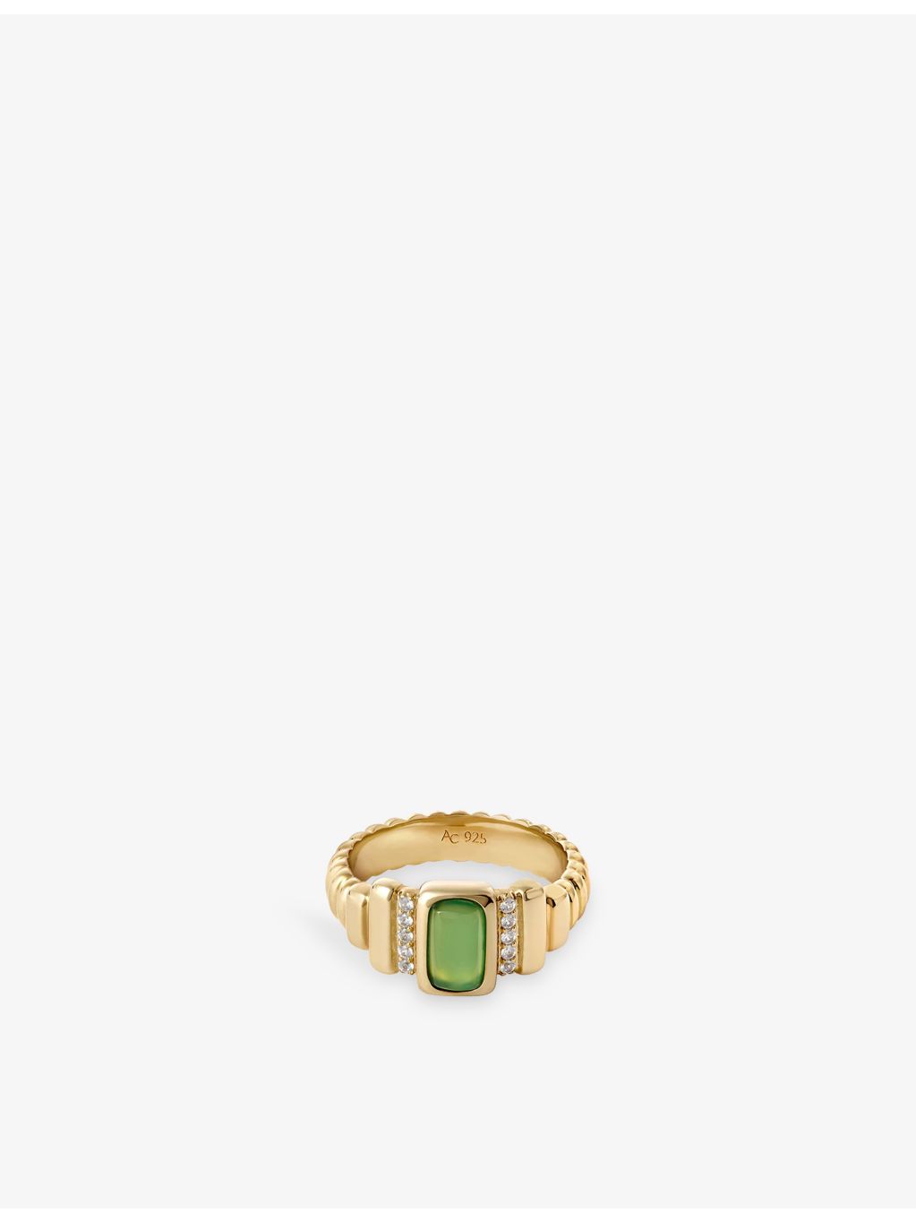 Astley Clarke yellow-gold plated sterling silver chalcedony ring, imported from the UK