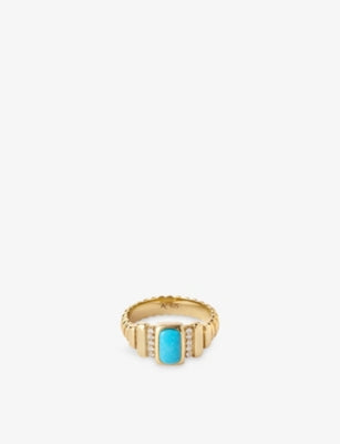 Astley Clarke Aurora Ridge 18ct Yellow-Gold Plated Sterling-Silver and Turquoise Ring