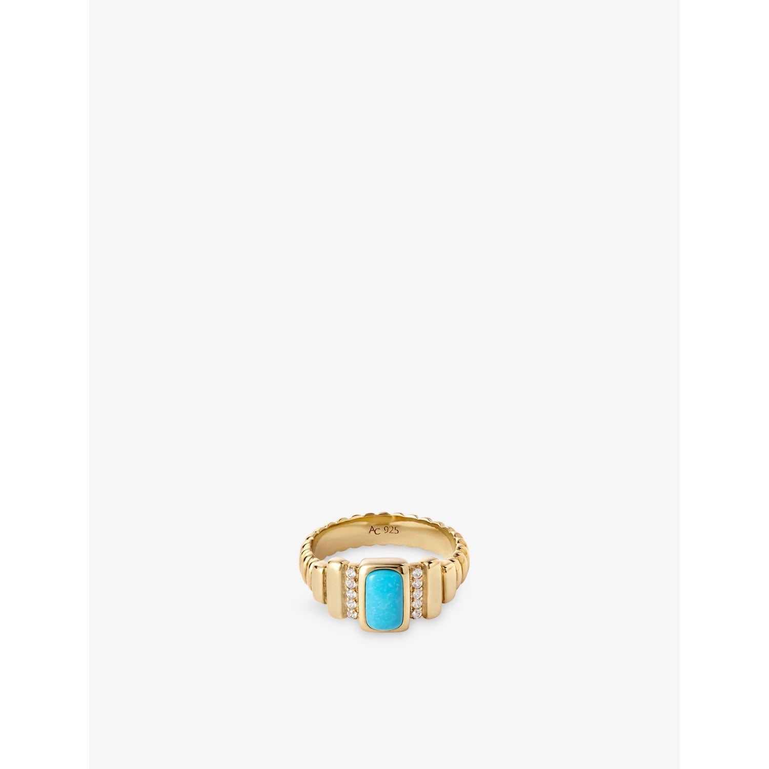Aurora Ridge 18ct Yellow-Gold Plated Sterling-Silver and Turquoise Ring - L