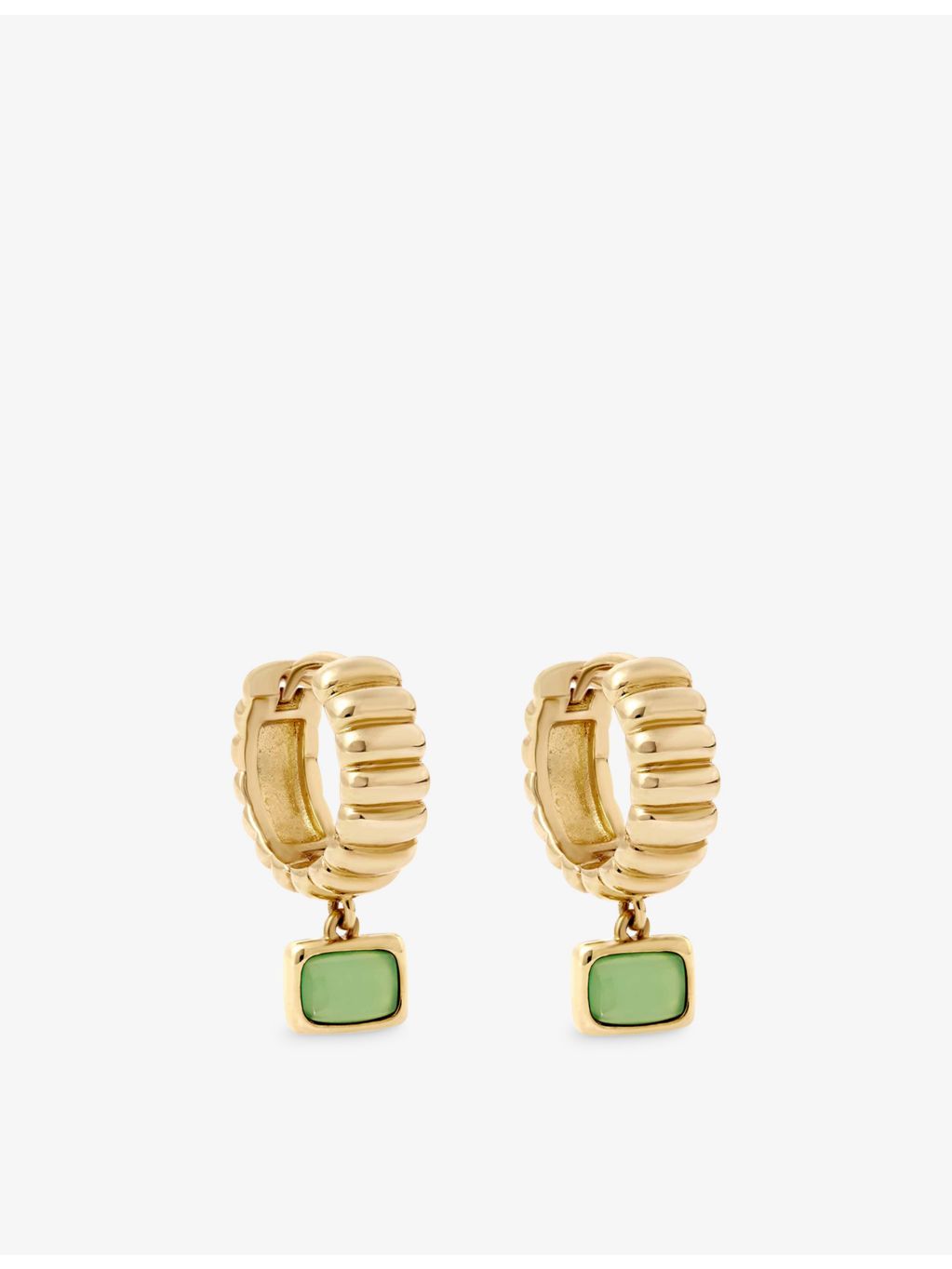Astley Clarke green chalcedony drop huggie earrings 18ct gold plated (British brand)