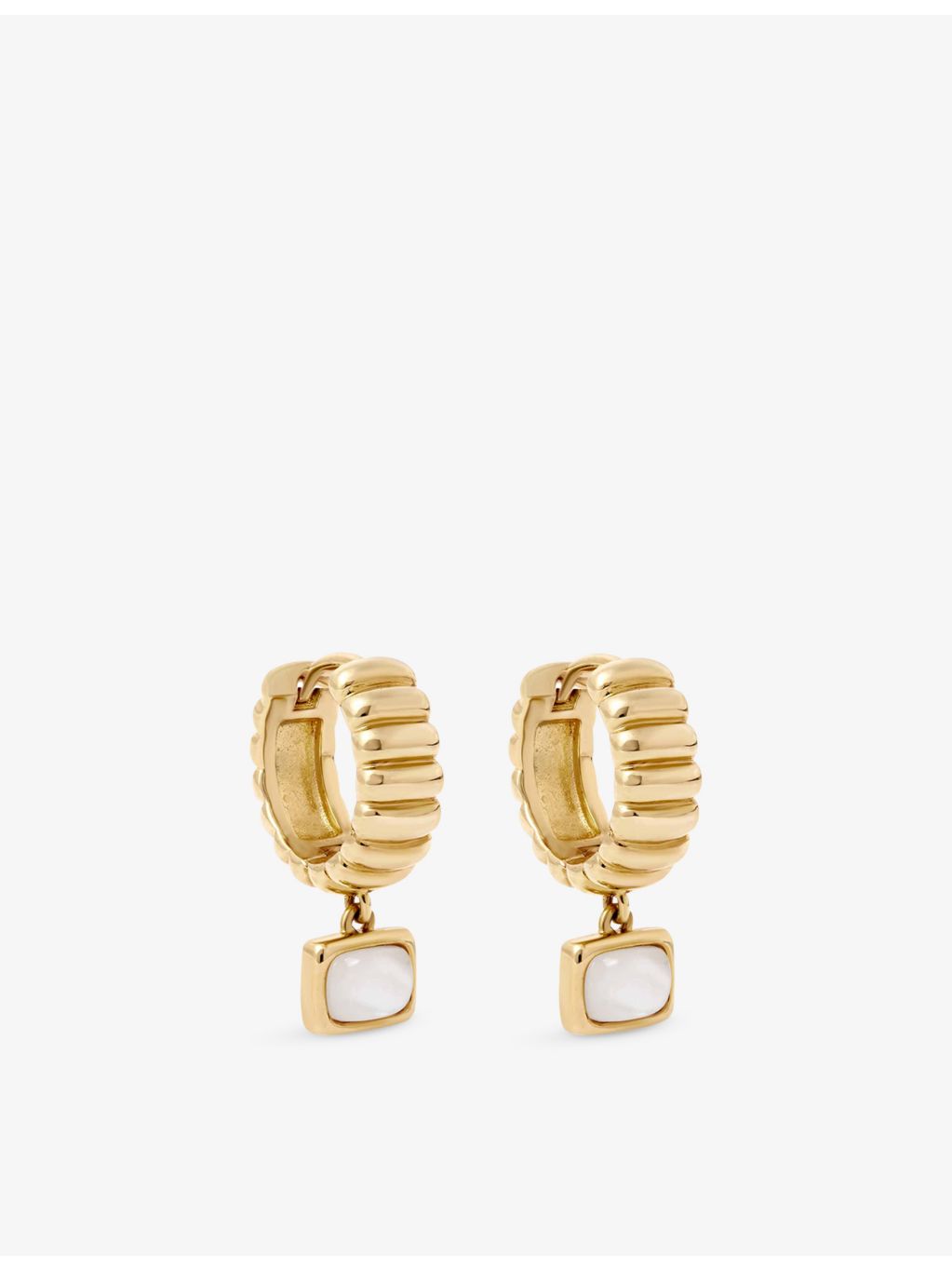 Astley Clarke mother of pearl drop huggie earrings, imported from the UK