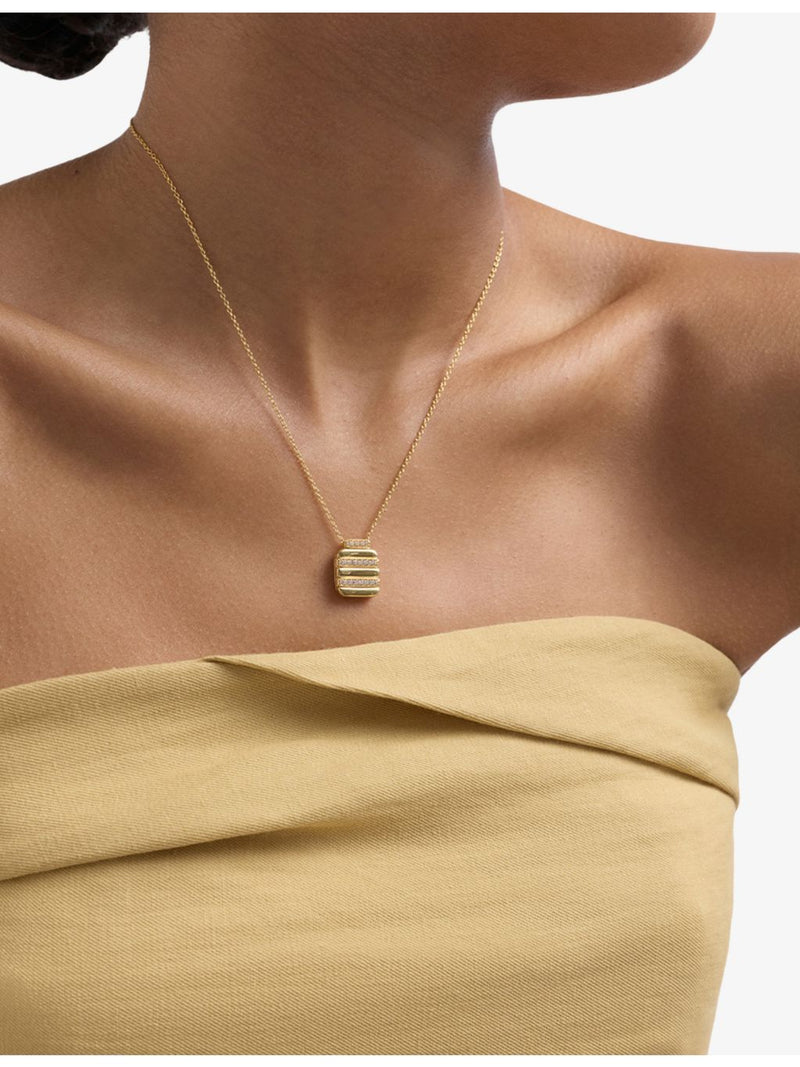 Astley Clarke locket pendant necklace 18ct gold plated white sapphire, UK version