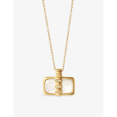 selfridges Astley Clarke Aurora Ridge Landscape 18ct Yellow Gold Plated Mother-Of-Pearl White Sapphire Pendant Necklace- Buy online at McGrocer