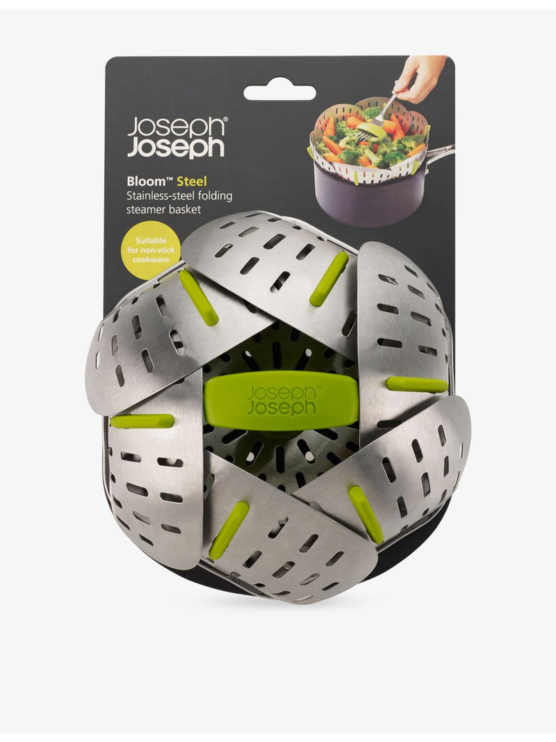 Joseph Joseph folding stainless-steel steamer basket, imported from the UK