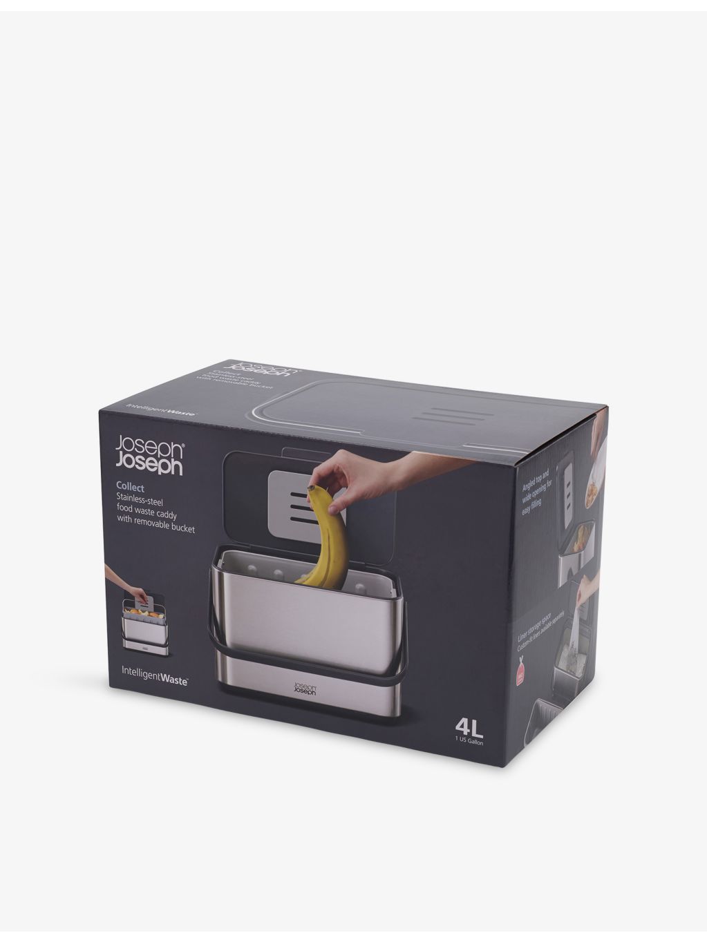 Joseph Joseph stainless steel food waste caddy 4L, imported from the UK