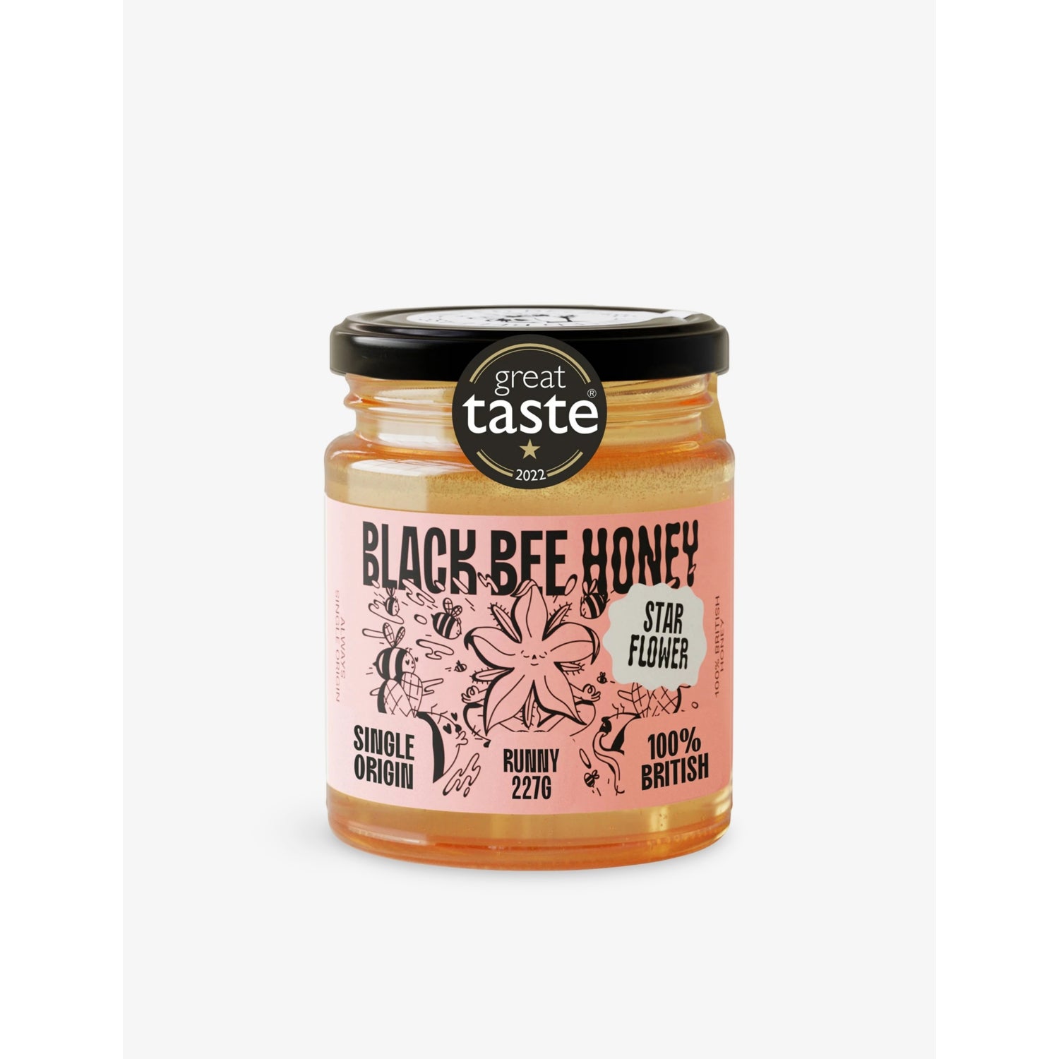 Star Flower raw honey 227g jar, a British product, UK version
