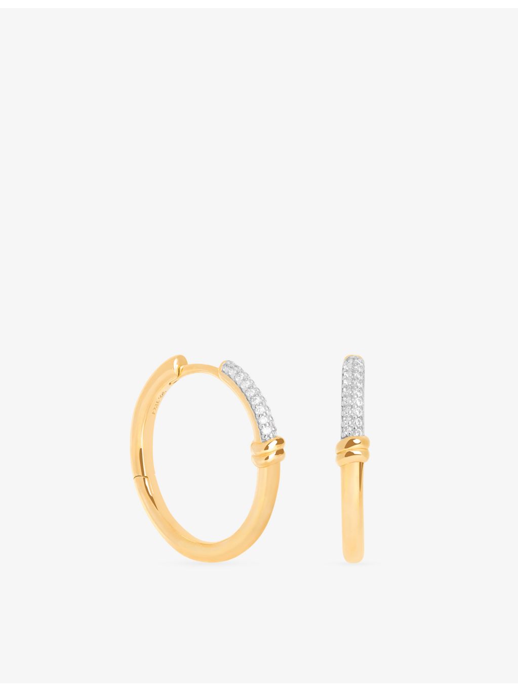 Astrid & Miyu pavé knot gold-plated hoop earrings 20.2mm - British product
