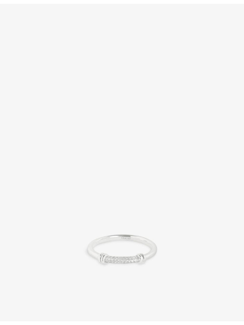 Astrid & Miyu sterling silver knot ring with crystals, British product