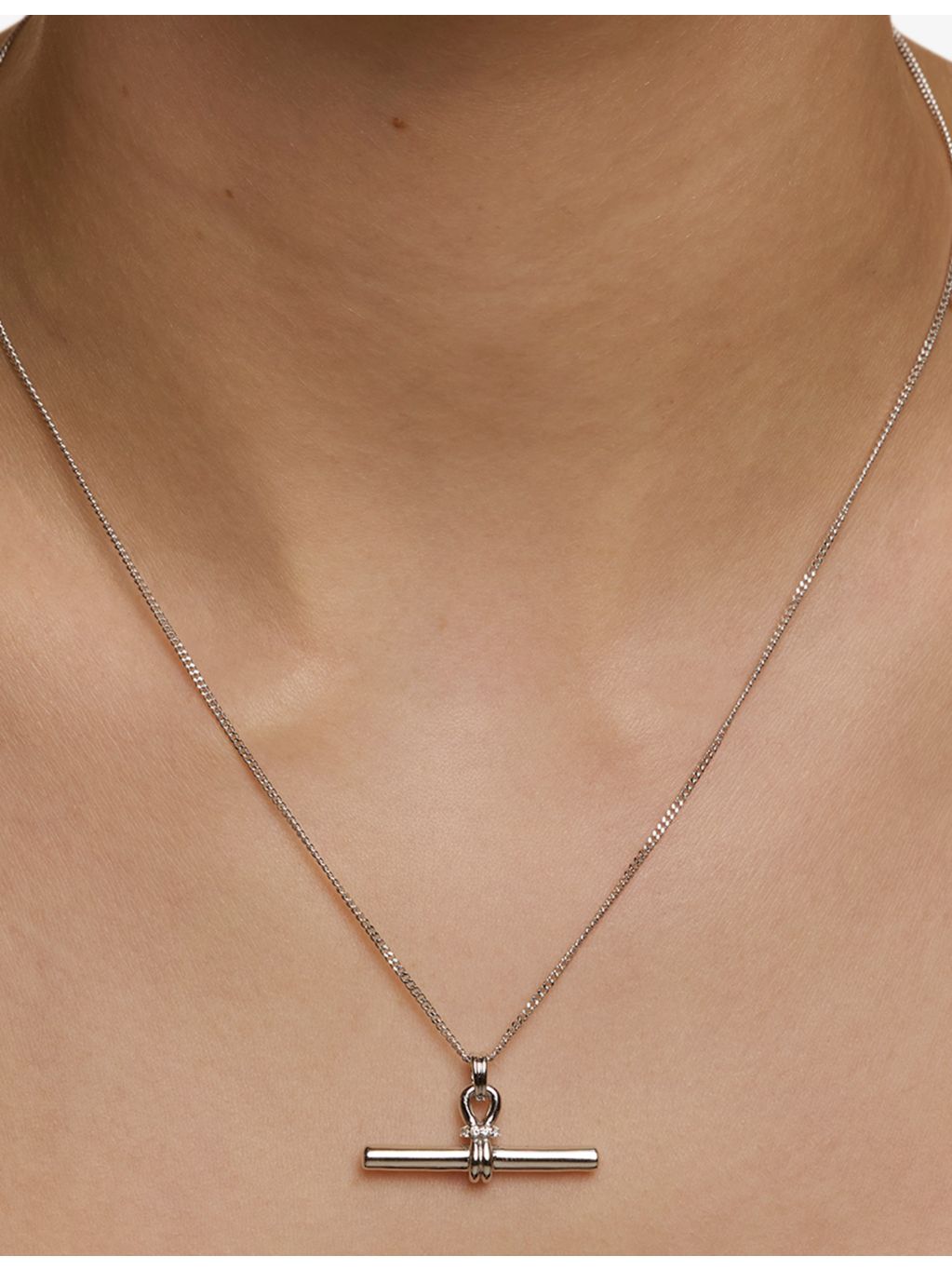 Astrid & Miyu 925 sterling silver T-bar pendant necklace - British product