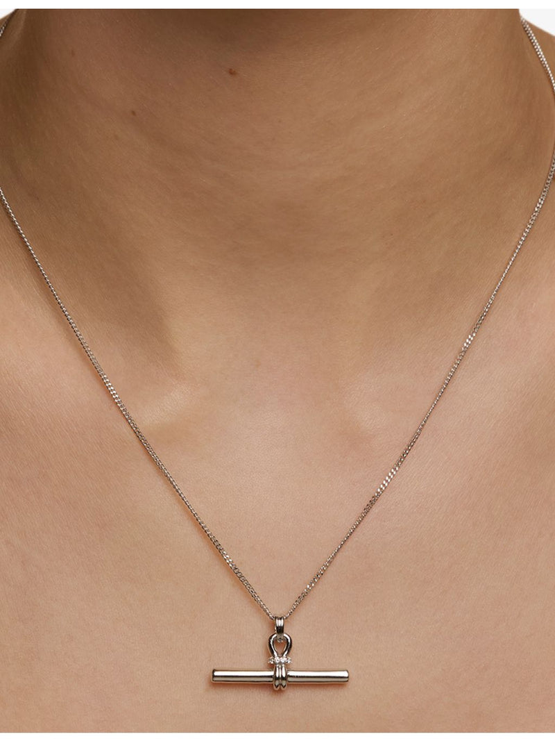 Astrid & Miyu 925 sterling silver T-bar pendant necklace - British product
