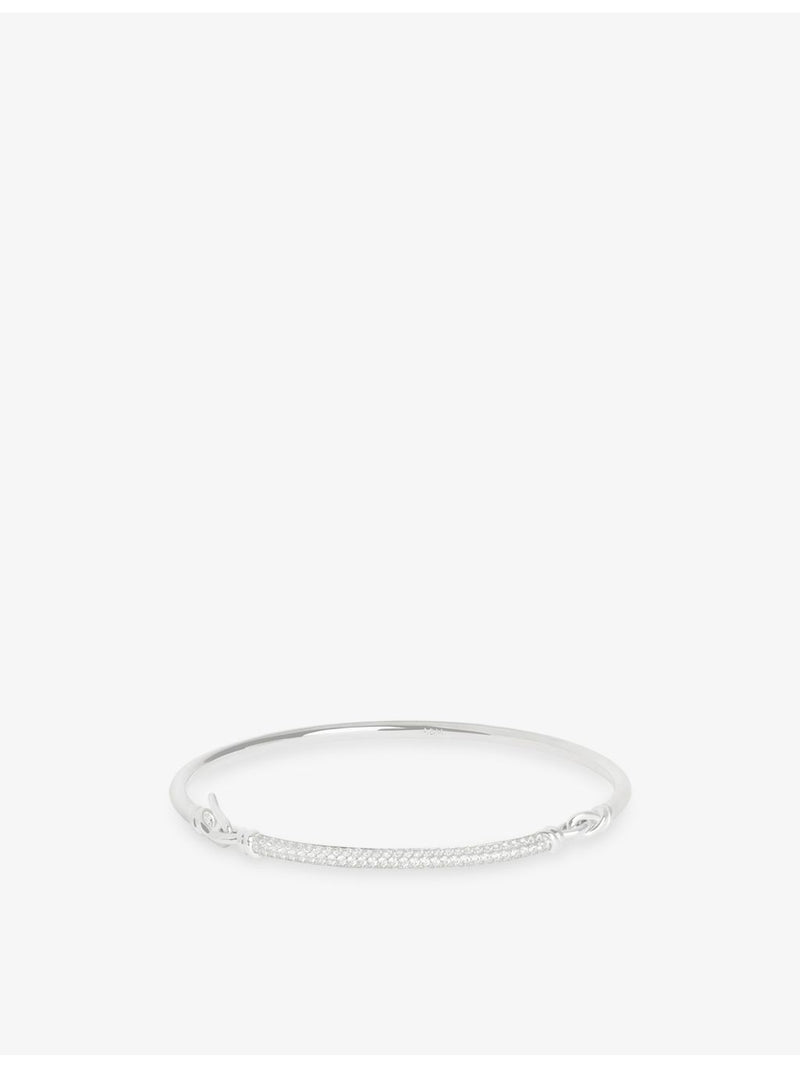 Astrid & Miyu 925 sterling silver pavé knot bangle, UK version