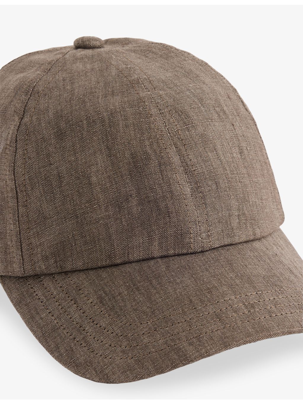 Sunspel panelled linen cap with curved brim, imported from the UK