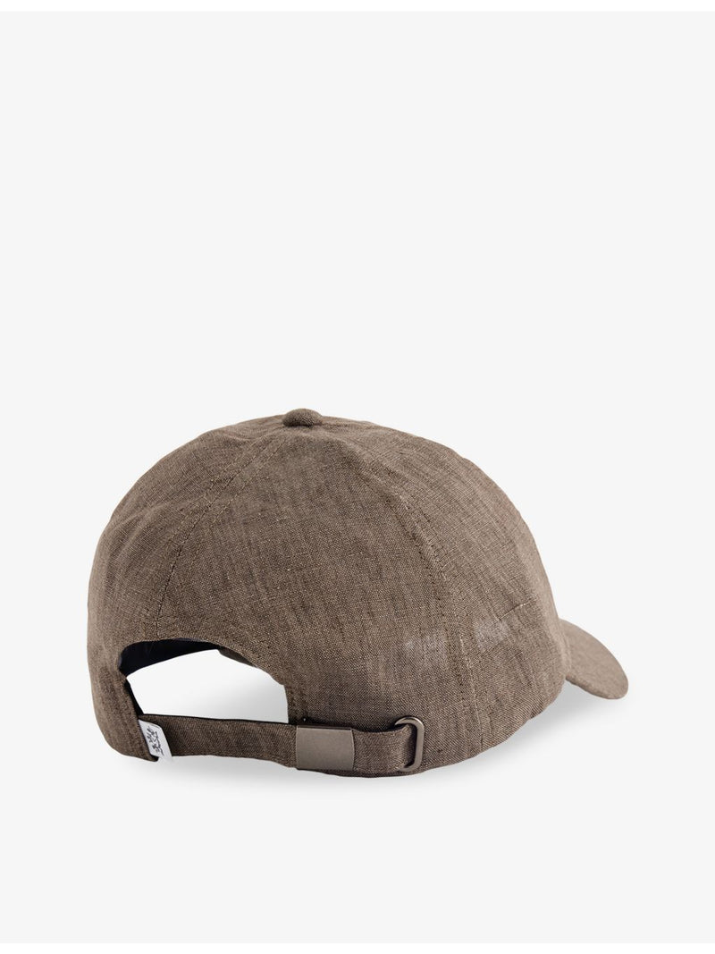Sunspel panelled linen cap with curved brim, imported from the UK
