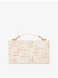 Dune woven top-handle bag with metallic weave and rhinestone embellishments, UK version