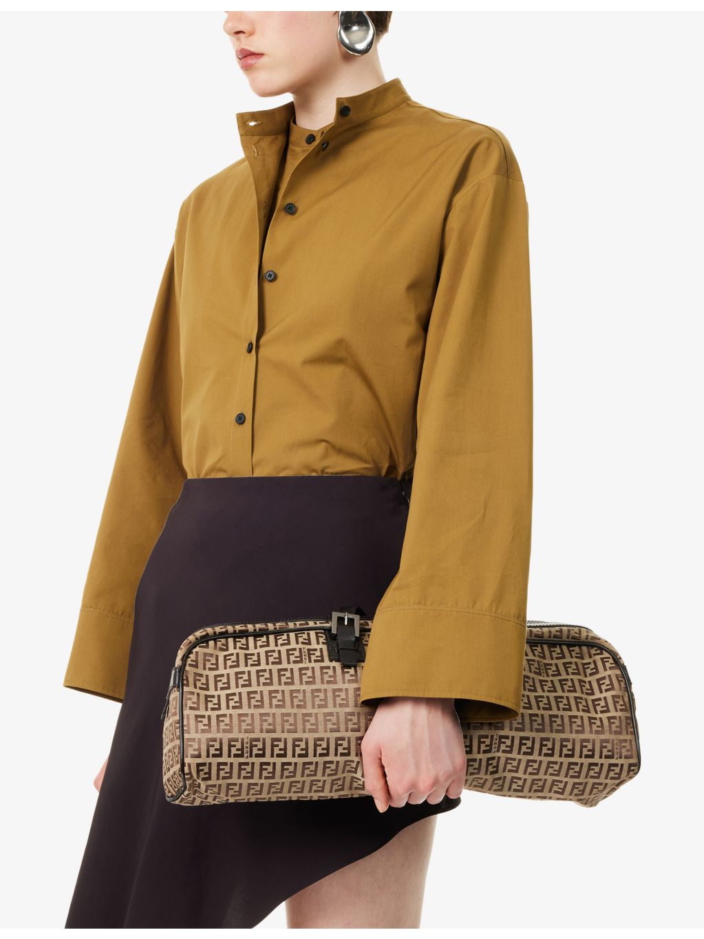 Pre-loved Fendi Zucchino canvas shoulder bag, UK version