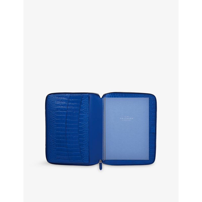 Smythson Mara A4 leather writing folder with zip fastening, UK version