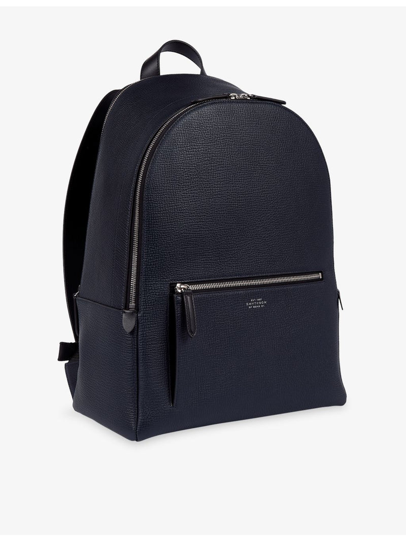 Smythson logo-embossed leather backpack, UK version