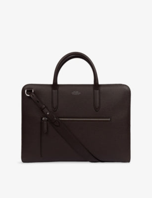 Smythson ultra-slim leather briefcase 5cm deep - British product
