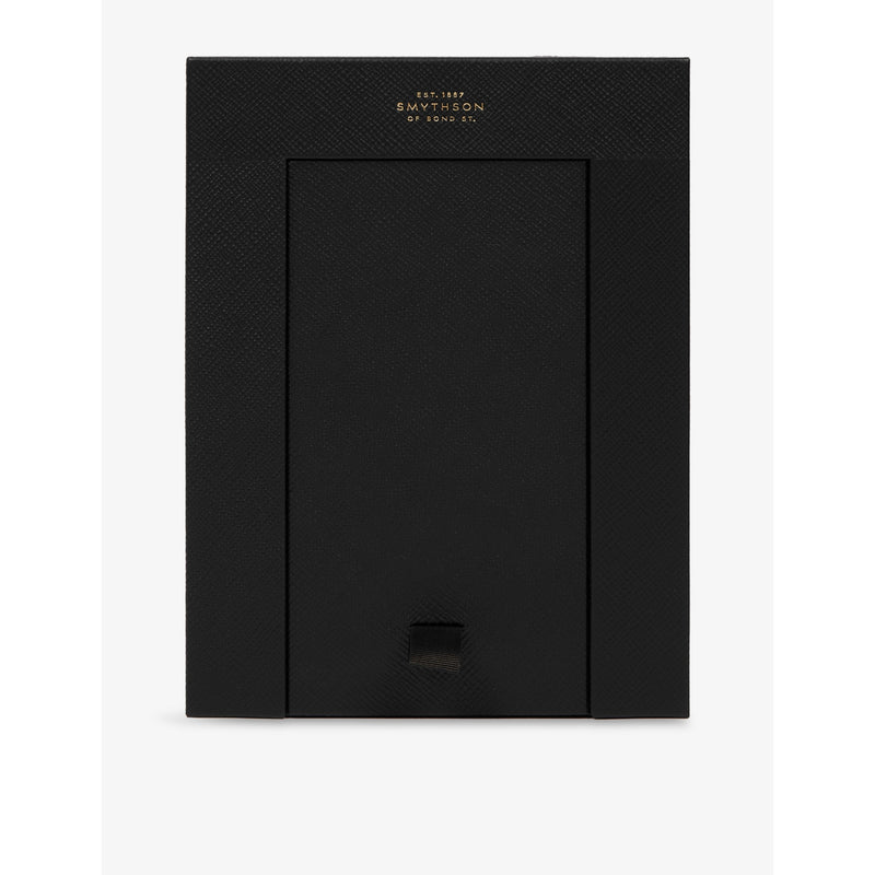 Smythson leather double photo frame cross-grain - British product