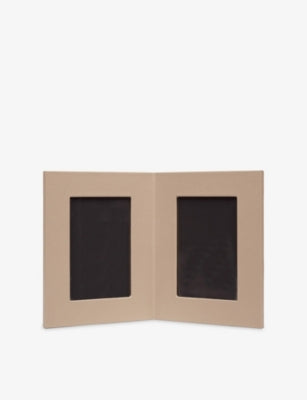 Smythson leather double photo frame cross-grain - British product
