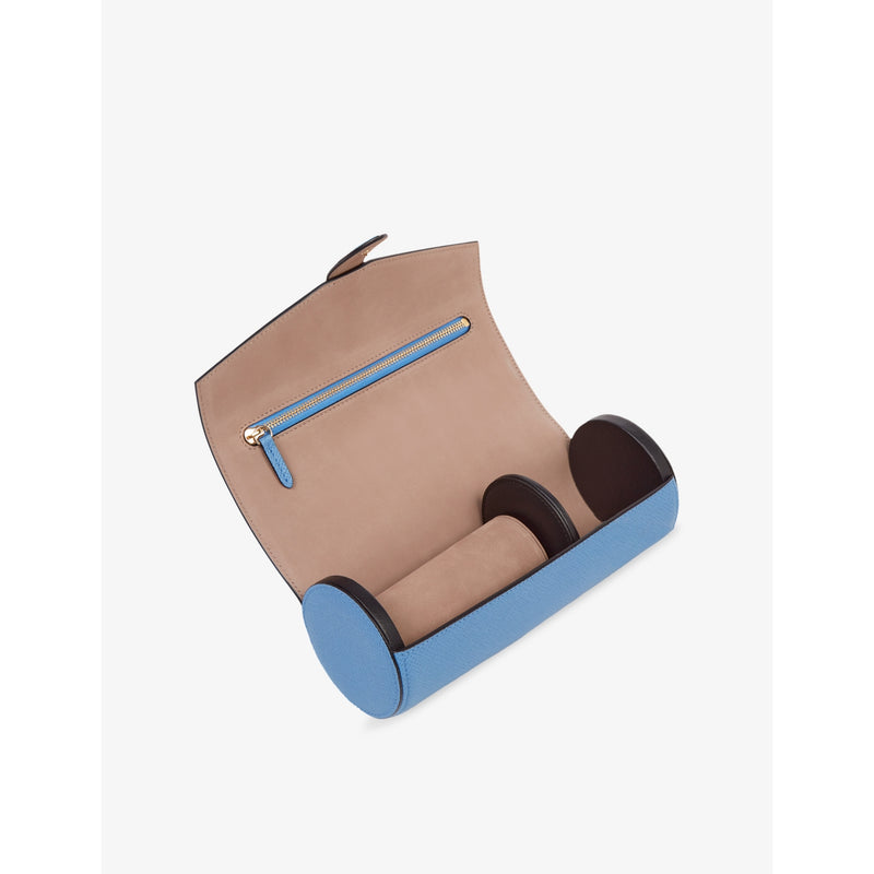 Smythson Panama leather watch and jewellery roll, UK version
