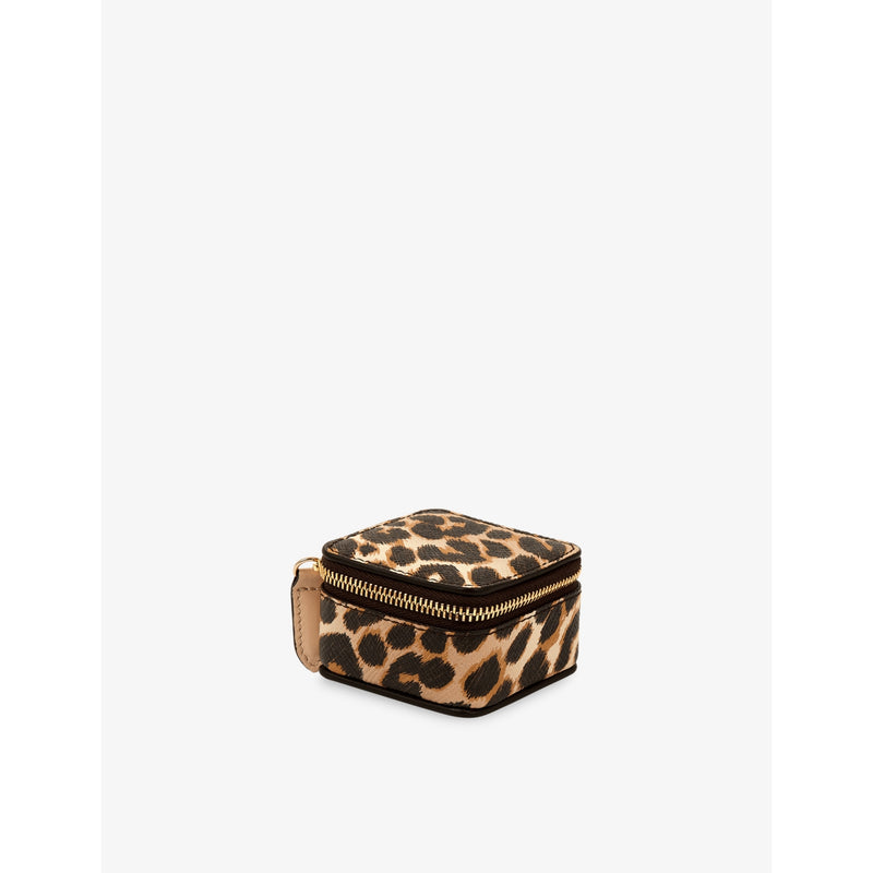 Panama Leopard Small Leather Trinket Case - SANDSTONE