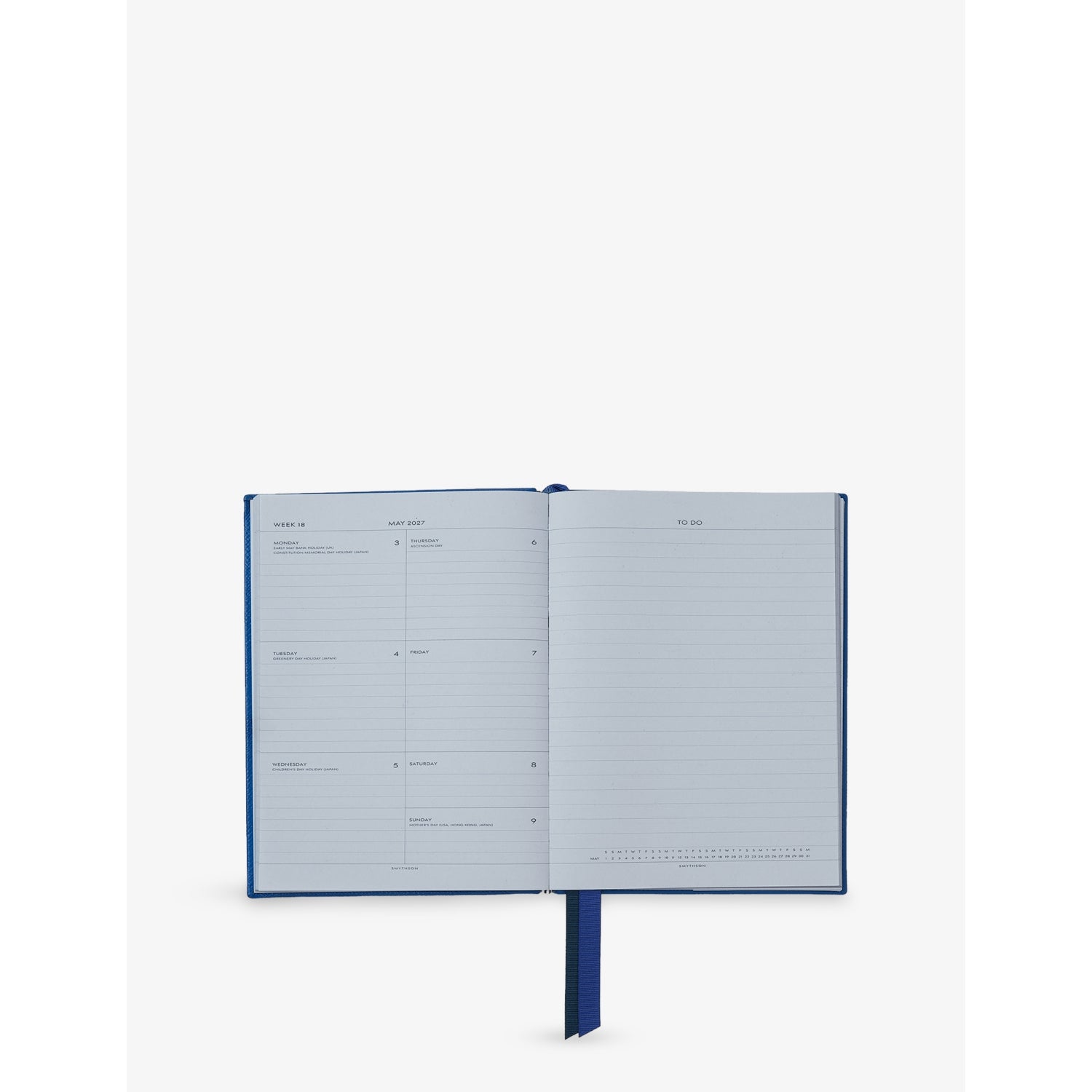 Smythson weekly leather diary 14x9cm, UK version