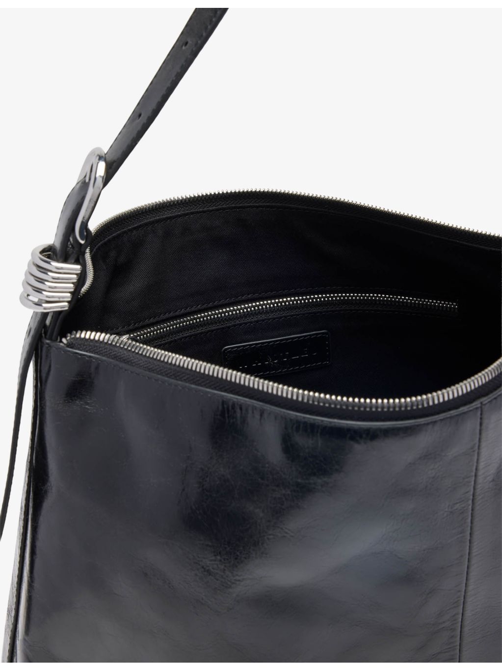 Whistles ring-embellished leather shoulder bag, imported from the UK