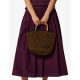 Whistles bamboo-handle crochet bag 32cm wide - British product