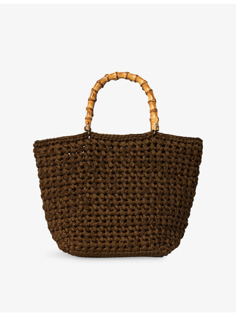 Whistles bamboo-handle crochet bag 32cm wide - British product