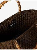Whistles bamboo-handle crochet bag 32cm wide - British product