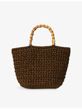 Whistles bamboo-handle crochet bag 32cm wide - British product